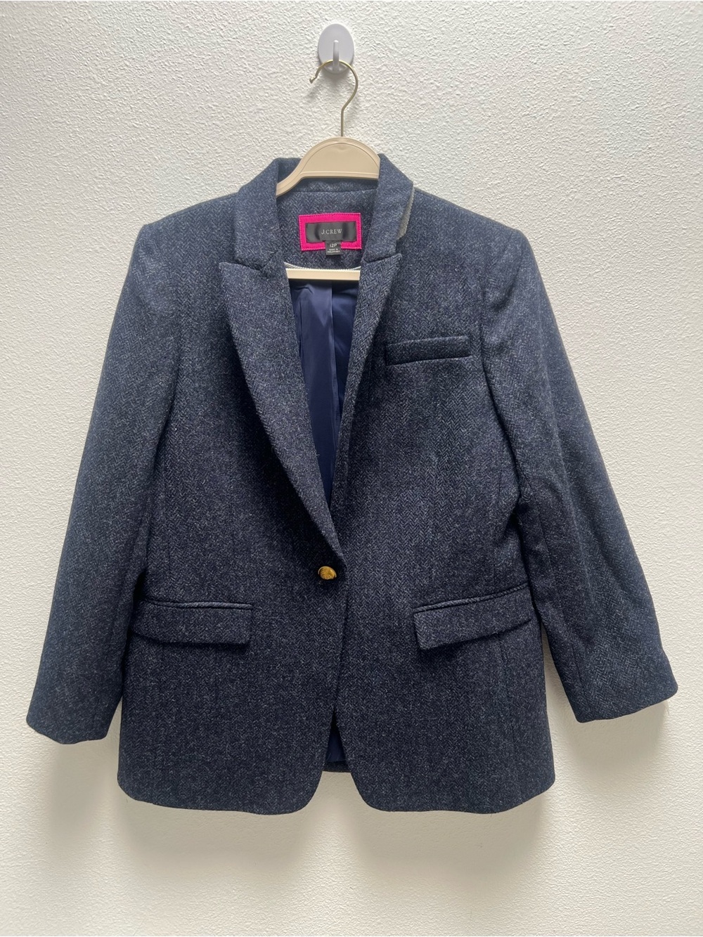 J. Crew Parke Blazer In Navy Herringbone English Wool Size 12P